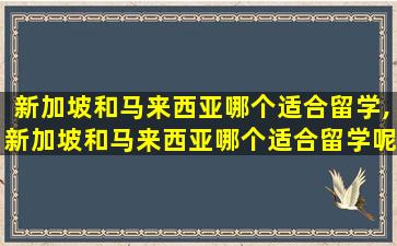 新加坡和马来西亚哪个适合留学,新加坡和马来西亚哪个适合留学呢