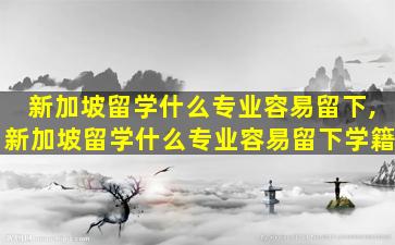 新加坡留学什么专业容易留下,新加坡留学什么专业容易留下学籍