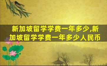 新加坡留学学费一年多少,新加坡留学学费一年多少人民币