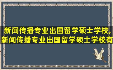 新闻传播专业出国留学硕士学校,新闻传播专业出国留学硕士学校有哪些