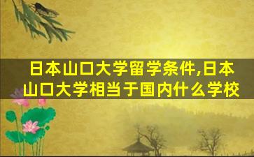 日本山口大学留学条件,日本山口大学相当于国内什么学校