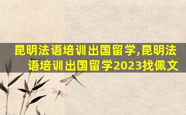 昆明法语培训出国留学,昆明法语培训出国留学2023找佩文