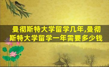 曼彻斯特大学留学几年,曼彻斯特大学留学一年需要多少钱