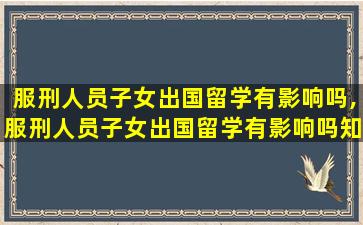 服刑人员子女出国留学有影响吗,服刑人员子女出国留学有影响吗知乎