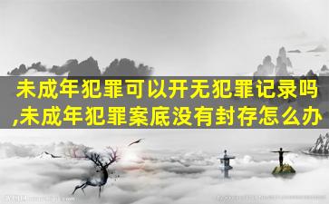 未成年犯罪可以开无犯罪记录吗,未成年犯罪案底没有封存怎么办