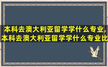 本科去澳大利亚留学学什么专业,本科去澳大利亚留学学什么专业比较好