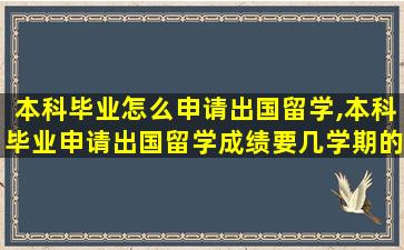 本科毕业怎么申请出国留学,本科毕业申请出国留学成绩要几学期的