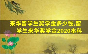 来华留学生奖学金多少钱,留学生来华奖学金2020本科