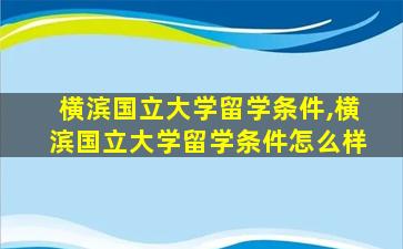 横滨国立大学留学条件,横滨国立大学留学条件怎么样