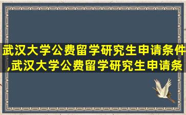 武汉大学公费留学研究生申请条件,武汉大学公费留学研究生申请条件及流程