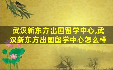 武汉新东方出国留学中心,武汉新东方出国留学中心怎么样