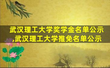 武汉理工大学奖学金名单公示,武汉理工大学推免名单公示