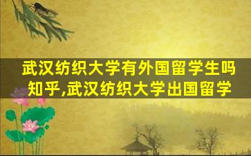 武汉纺织大学有外国留学生吗知乎,武汉纺织大学出国留学