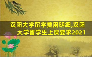 汉阳大学留学费用明细,汉阳大学留学生上课要求2021