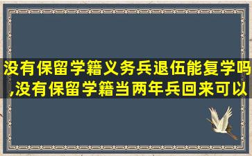 没有保留学籍义务兵退伍能复学吗,没有保留学籍当两年兵回来可以读书吗