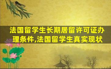 法国留学生长期居留许可证办理条件,法国留学生真实现状