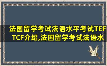 法国留学考试法语水平考试TEFTCF介绍,法国留学考试法语水平考试teftcf介绍