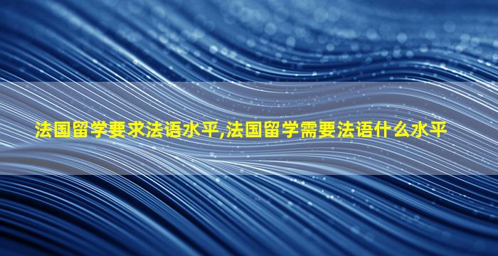 法国留学要求法语水平,法国留学需要法语什么水平