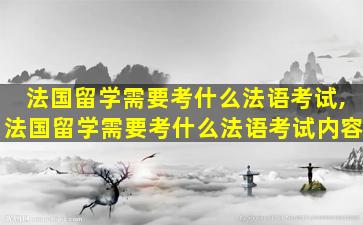 法国留学需要考什么法语考试,法国留学需要考什么法语考试内容