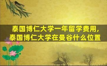 泰国博仁大学一年留学费用,泰国博仁大学在曼谷什么位置