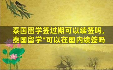 泰国留学签过期可以续签吗,泰国留学*
可以在国内续签吗