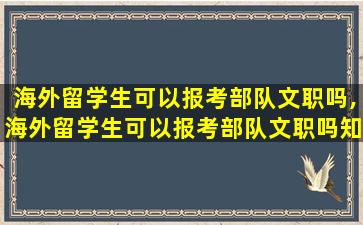 海外留学生可以报考部队文职吗,海外留学生可以报考部队文职吗知乎