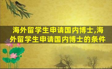 海外留学生申请国内博士,海外留学生申请国内博士的条件