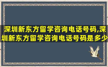 深圳新东方留学咨询电话号码,深圳新东方留学咨询电话号码是多少