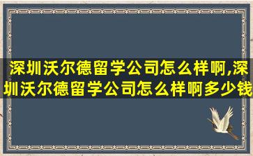 深圳沃尔德留学公司怎么样啊,深圳沃尔德留学公司怎么样啊多少钱