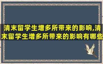 清末留学生增多所带来的影响,清末留学生增多所带来的影响有哪些