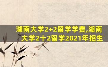 湖南大学2+2留学学费,湖南大学2十2留学2021年招生