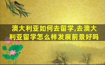 澳大利亚如何去留学,去澳大利亚留学怎么样发展前景好吗