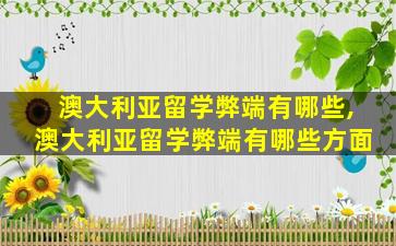 澳大利亚留学弊端有哪些,澳大利亚留学弊端有哪些方面