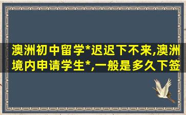 澳洲初中留学*
迟迟下不来,澳洲境内申请学生*
,一般是多久下签