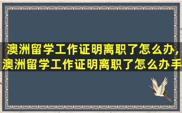 澳洲留学工作证明离职了怎么办,澳洲留学工作证明离职了怎么办手续