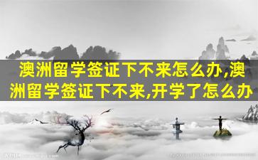 澳洲留学签证下不来怎么办,澳洲留学签证下不来,开学了怎么办