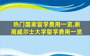 热门国家留学费用一览,新南威尔士大学留学费用一览