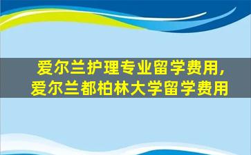 爱尔兰护理专业留学费用,爱尔兰都柏林大学留学费用