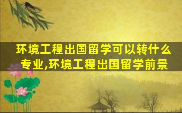 环境工程出国留学可以转什么专业,环境工程出国留学前景