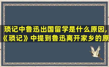 琐记中鲁迅出国留学是什么原因,《琐记》中提到鲁迅离开家乡的原因是什么