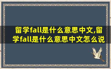 留学fall是什么意思中文,留学fall是什么意思中文怎么说