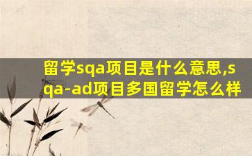 留学sqa项目是什么意思,sqa-ad项目多国留学怎么样