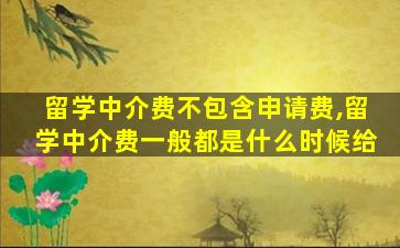 留学中介费不包含申请费,留学中介费一般都是什么时候给