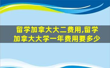 留学加拿大大二费用,留学加拿大大学一年费用要多少