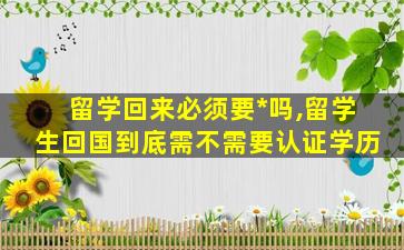 留学回来必须要*
吗,留学生回国到底需不需要认证学历