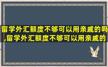 留学外汇额度不够可以用亲戚的吗,留学外汇额度不够可以用亲戚的吗知乎