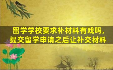 留学学校要求补材料有戏吗,提交留学申请之后让补交材料