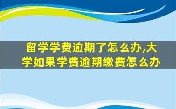 留学学费逾期了怎么办,大学如果学费逾期缴费怎么办