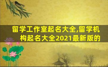 留学工作室起名大全,留学机构起名大全2021最新版的