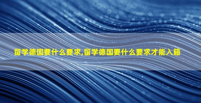 留学德国要什么要求,留学德国要什么要求才能入籍